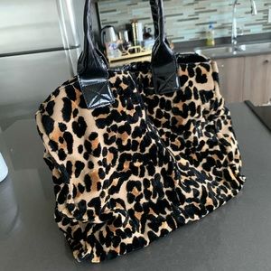 Velvet cheetah tote bag lightly used